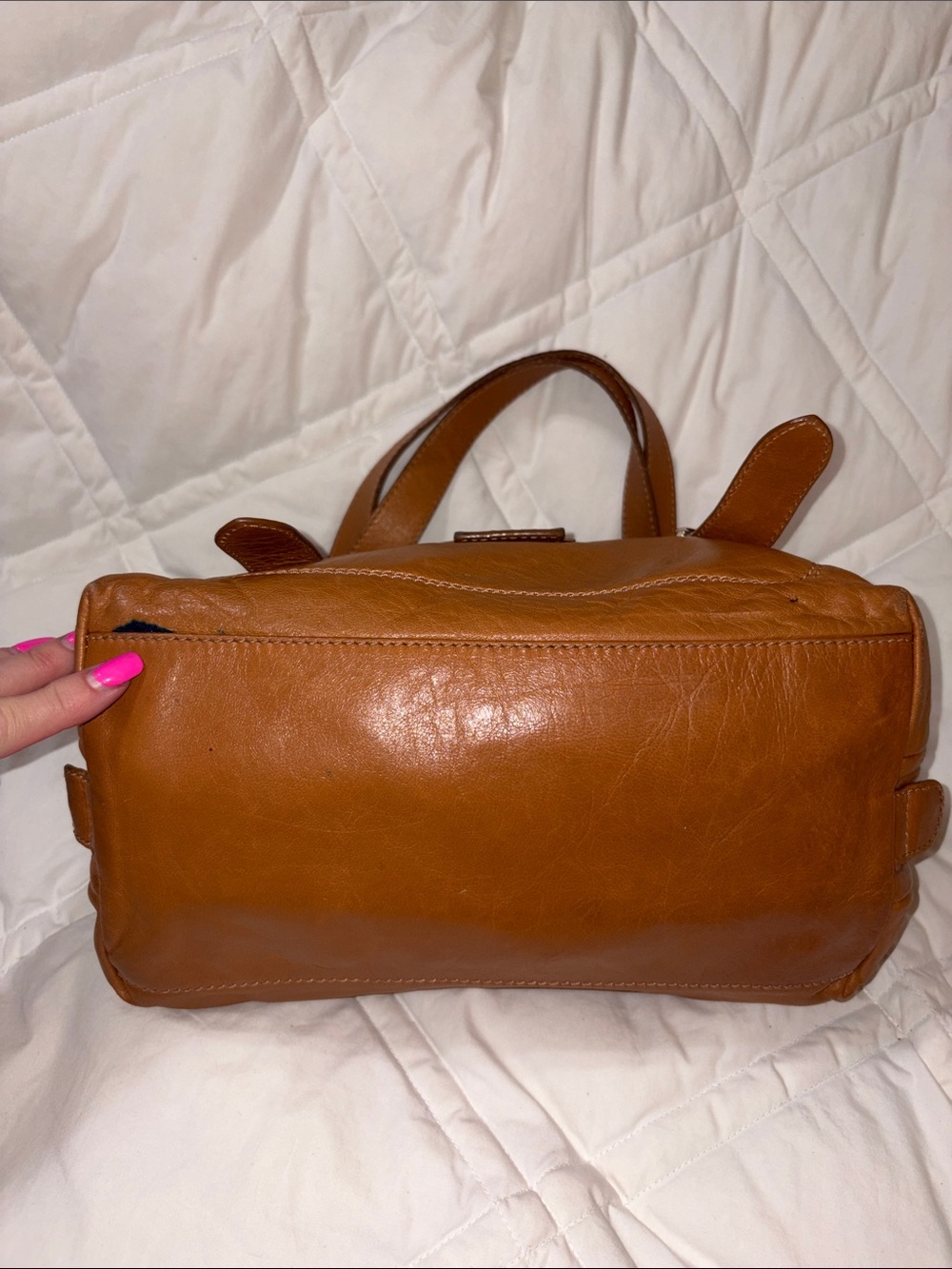 VINTAGE fendi Leather Shoulder Bag with Gold Logo Buckle - Picture 10 of 16